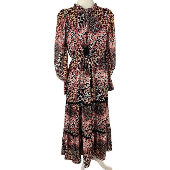 NWT Allison NY Gigi Maxi Dress Floral Patchwork Long Sleeve Bohemian Size Small - Picture 5 of 16
